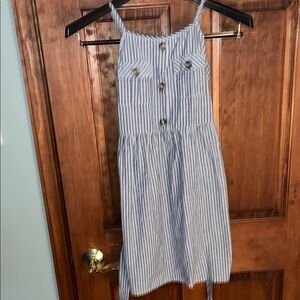 Blue, Black and White Striped Sleeveless Sundress